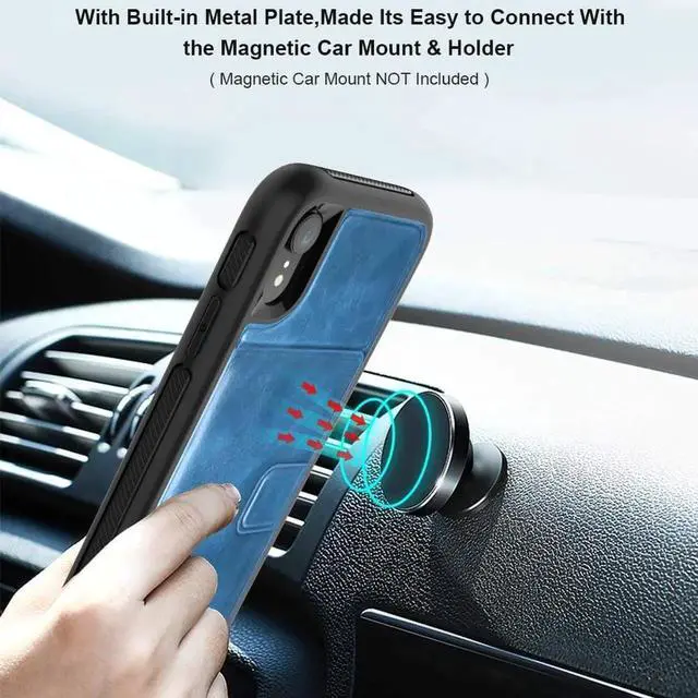 Alt view image 4 of 7 - iPhone XR Case with Wallet Full-Body Military Grade Protection Case with a Dual Layer Wallet designlot & Kickstand for iPhone XR 2018 Release for Girl Women Men Blue