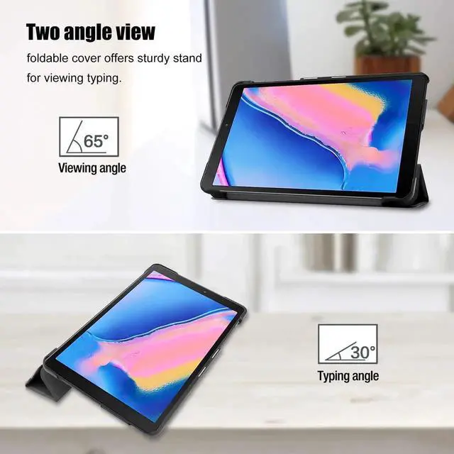 Alt view image 7 of 7 - Galaxy Tab A 8.0" 2019 Case with S Pen Version Model SM-P200 / SM-P205 Slim Light Cover Stand Hard Shell Folio Case for Galaxy Tab A 8.0 inch 2019