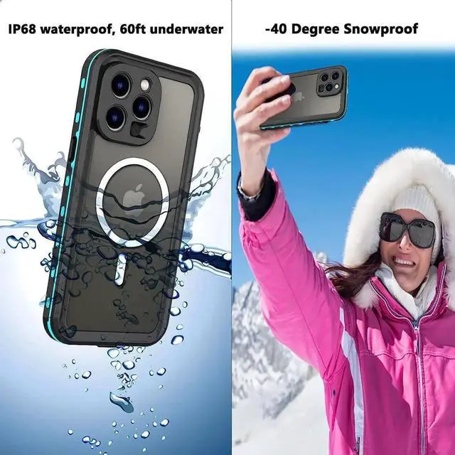 Alt view image 5 of 7 - for iPhone 14 Pro Max Case Waterproof, Compatible with Magsafe Magnetic Protective iPhone 14 Pro Max Phone Case, Water Proof Mag Safe Magnet Shockproof Full Body Clear with Screen Protector Blue