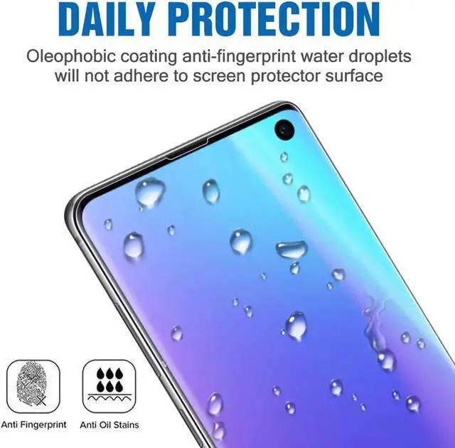 Alt view image 6 of 7 - 2 Pack Galaxy S10 Screen Protector Tempered Glass Full Coverage Fingerprint Compatible 3D Curved Glass HD Screen Anti-Scratch for Samsung Galaxy S10 - 6.1 inch