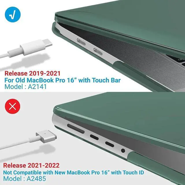 Alt view image 2 of 7 - Compatible with MacBook Pro 16 Inch Case A2141 Release 2020 2019, Hard Shell Case with Keyboard Cover for Old Version Mac Pro 16" Matte Green