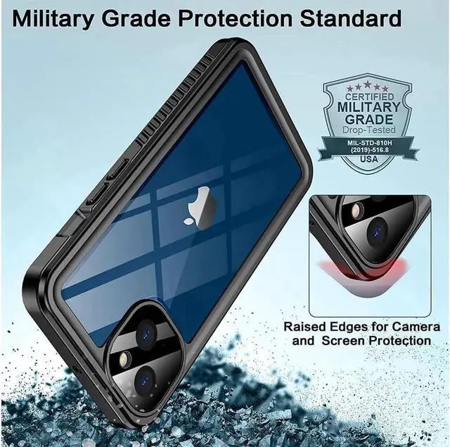 Alt view image 5 of 7 - Waterproof Case for iPhone 13 6.1 inch 5G 2021 with Built-in Screen Protector Heavy Duty Full Body Protection IP68 Underwater Shockproof Phone Cover