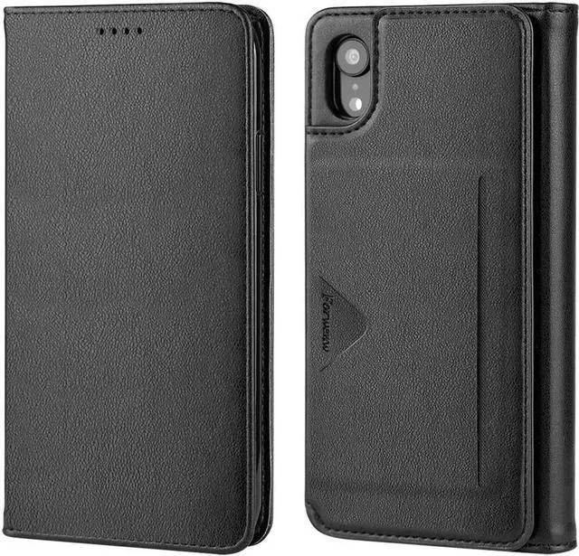 Alt view image 4 of 7 - iPhone XR Wallet Case Premium Leather iPhone XR Cases Folio Flip Case with Kickstand Card Holder Slots Screen Protector Shockproof Protective Cover for Apple iPhone XR 6.1 inch