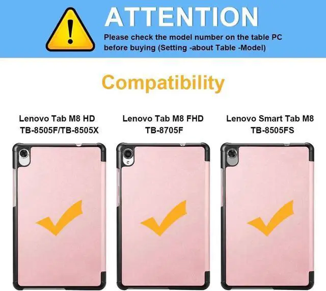 Alt view image 7 of 7 - Case for Lenovo Tab M8 / Smart Tab M8 / Tab M8 FHD - Lightweight Slim Shell Stand Cover for Lenovo Tab M8-HD TB-8505F / TB-8505X 2019 8.0 Inch Tablet