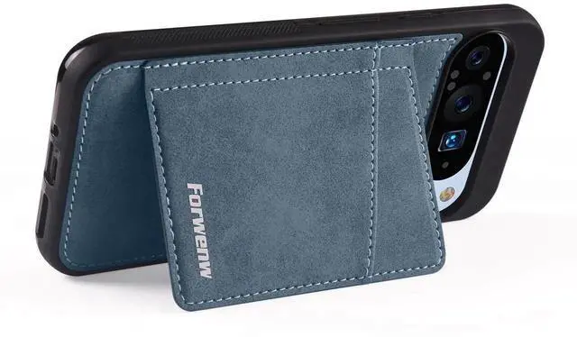 Alt view image 5 of 7 - Case for Google Pixel 9 Pro XL Premium PU Leather Phone Cover with Card Holder Kickstand Magnetic Shockproof Flip Wallet Cover Blue