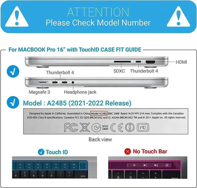 Alt view image 2 of 7 - Compatible with MacBook Pro 16 Inch Case 2023 2021 2022 Release A2780 A2485 M2 M1 Pro/Max & Retina & Touch ID Hard Shell Case with Keyboard Cover