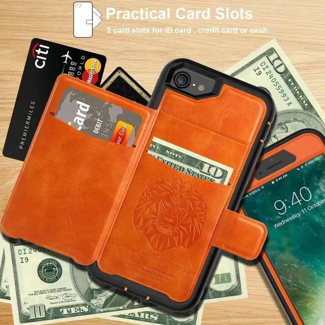 Alt view image 3 of 7 - iPhone 6 7 8 Case Werleo Full-Body Heavy Duty Protection Case with a Dual Layer Wallet designlot & Kickstand for iPhone 6 7 8 4.7 Inch PC TPU and PU Leather 3 Layer Hybrid