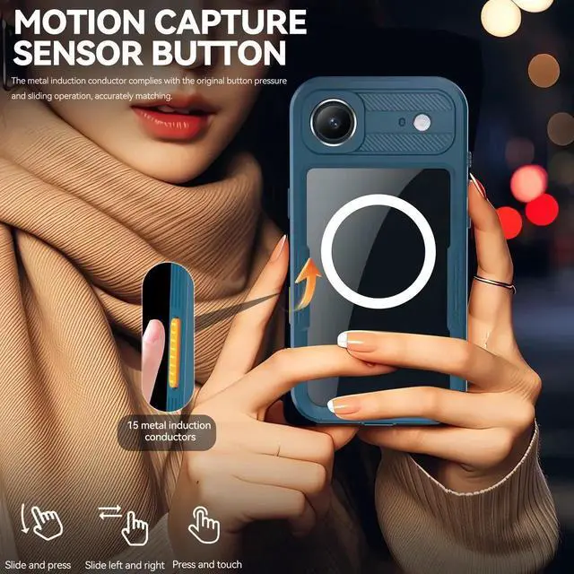 Alt view image 6 of 7 - for iPhone 17 Air Waterproof Case Compatible with MagSafe, Magnetic Waterproof Full Body IP68 Underwater Case Built-in Screen Protector Military Grade Shockproof Phone Cover with Lanyard Blue