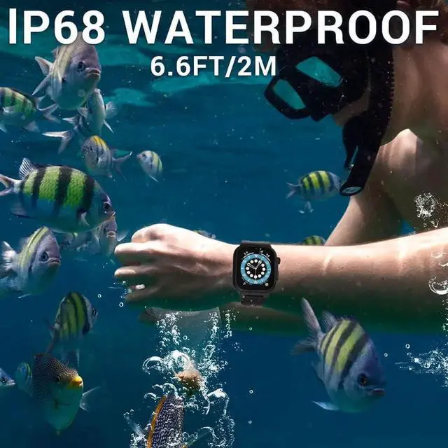 Alt view image 4 of 7 - Waterproof Case for Apple Watch 44mm Series 6/5/4/SE with Premium Band & Screen Protector, IP68 100% Full Waterproof Dustproof Shockproof Protective Case for 44mm iWatch 6/5/4/SE