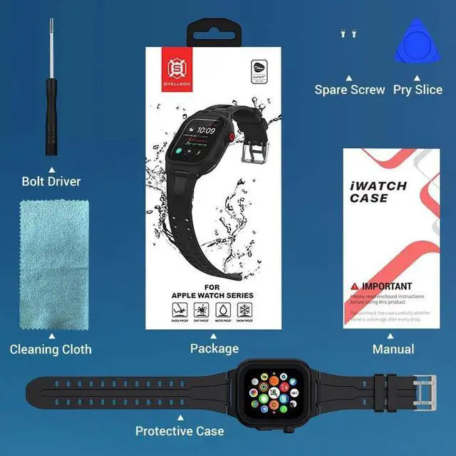 Alt view image 3 of 7 - Waterproof Case for Apple Watch 44mm Series 6/5/4/SE with Premium Band & Screen Protector, IP68 100% Full Waterproof Dustproof Shockproof Protective Case for 44mm iWatch 6/5/4/SE