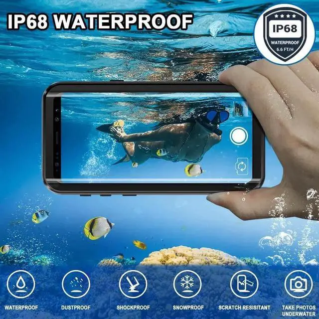Alt view image 3 of 7 - For Samsung Galaxy S9 Plus Waterproof Case, IP68 Underwater Shockproof Full-Body Protective Cover with Built-in Screen Protector for Galaxy S9 Plus 6.2 inches