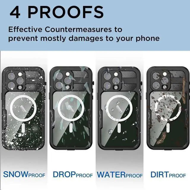 Alt view image 5 of 7 - For iPhone 14 Pro 6.1 inch Waterproof Case with Built-in Screen Protector Dustproof Shockproof Drop Proof Case, Rugged Full Body Underwater Protective Cover for iPhone 14 Pro 6.1"