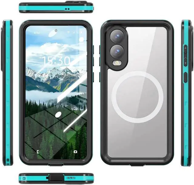 Alt view image 4 of 7 - Magnetic Waterproof Case for Samsung Galaxy S25 Edge 6.7 inch 2025, Built-in Screen Protector, [12 FT Military Drop Proof] [Full Body Shockproof] [IP68 Underwater] Phone Cover Black Blue