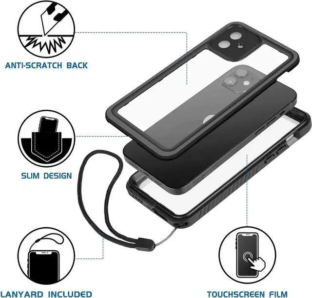 Alt view image 4 of 7 - iPhone 12 Mini Waterproof Case, Shockproof Dustproof Snowproof Fully-Body Protective Cover with Screen Protector Clear Back Cover for iPhone 12 Mini 5.4 inch