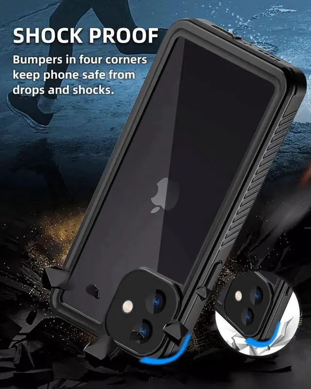 Alt view image 5 of 7 - iPhone 12 Mini Waterproof Case, Shockproof Dustproof Snowproof Fully-Body Protective Cover with Screen Protector Clear Back Cover for iPhone 12 Mini 5.4 inch