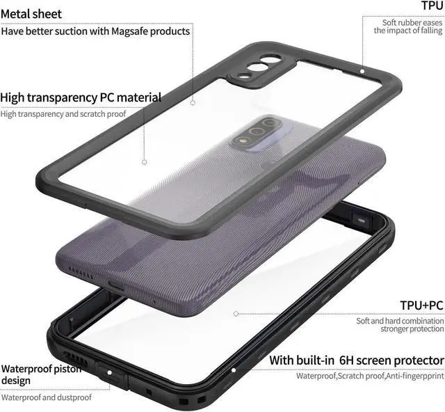 Alt view image 5 of 7 - For Motorola Moto G Pure 2021 Case Waterproof, Built in Screen Protector Full Body Heavy Duty Protective Cover Shockproof IP68 Underwater Case for Moto G Pure 2021 6.5 inch