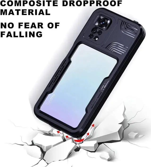Alt view image 2 of 7 - XiaoMi RedMi Note 11/Note 11S Waterproof Case, [Fingerprint Unlock] IP68 Certified Rugged Full Body Underwater Dustproof Shockproof Heavy Duty Protective Case with Screen Protector Wrist Strap, Black