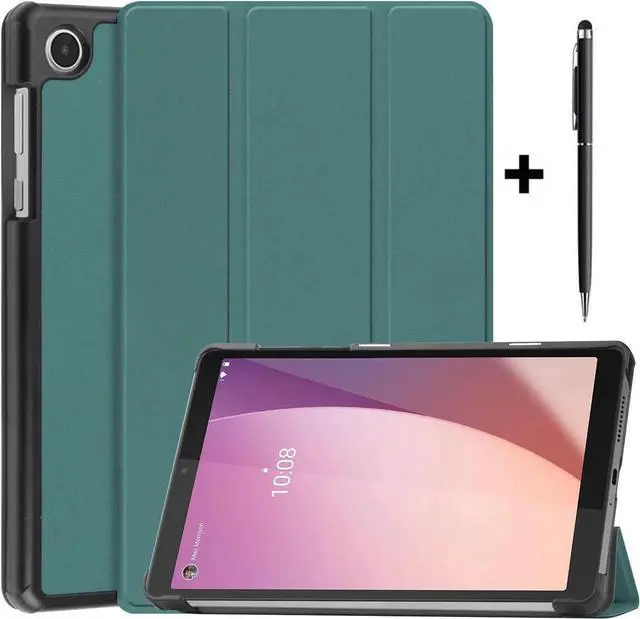 Main image of Case for Lenovo Tab M8 4th Gen 2023 8 inch Tablet Model TB-300FU TB-300XU, Slim Lightweight Stand Hard Shell Protective Cover with Stylus Pen Dark Green