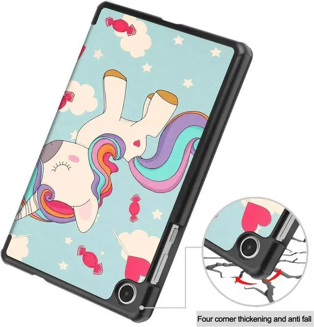 Alt view image 4 of 7 - Case for Lenovo Tab M8 4th Gen 2023 8 inch Tablet Model TB-300FU TB-300XU, Slim Lightweight Stand Hard Shell Protective Cover with Stylus Pen Light Blue