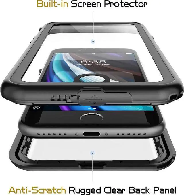 Alt view image 7 of 7 - iPhone SE 2022/ SE 2020 / iPhone 7 / 8 Case Waterproof, Shockproof Full Body with Built-in Screen Protector Anti-Scratch Dustproof Underwater Protective Cover for iPhone 7/8/SE 2020/SE 2022 4.7 inch