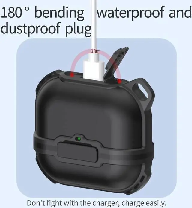 Alt view image 6 of 7 - AirPods 3rd Generation 2021 Case, Compatible Wireless Charging, LED Light Visible, IP68 Waterproof Shockproof Dustproof Full-Body Protective Cover for AirPods 3 with Keychain