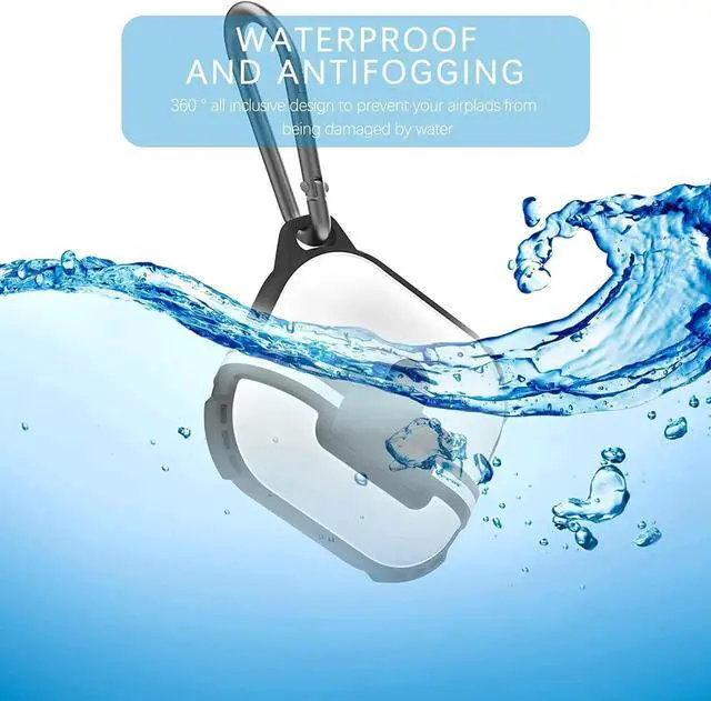 Alt view image 7 of 7 - AirPods 3rd Generation 2021 Case, Compatible Wireless Charging, LED Light Visible, IP68 Waterproof Shockproof Dustproof Full-Body Protective Cover for AirPods 3 with Keychain White