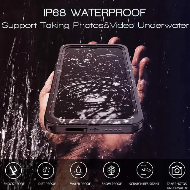 Alt view image 6 of 7 - Waterproof Case for iPhone 12 Pro Max 6.7 inch with Built in Screen Protector IP68 Waterproof Full Body Shockproof Cover for iPhone 12 Pro Max 6.7 inch 2020