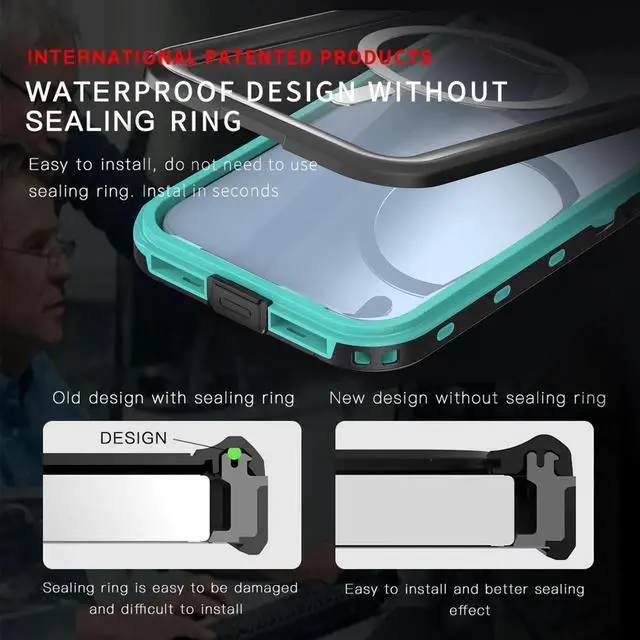 Alt view image 2 of 7 - for iPhone 15 6.1 inch Waterproof Case Magnetic, [Compatible with MagSafe][with Screen Protector][IP68 Underwater][15FT Military Dropproof][Dustproof] Phone Cover for iPhone 15 6.1" Blue