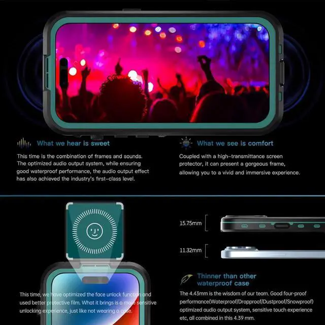 Alt view image 7 of 7 - for iPhone 15 6.1 inch Waterproof Case Magnetic, [Compatible with MagSafe][with Screen Protector][IP68 Underwater][15FT Military Dropproof][Dustproof] Phone Cover for iPhone 15 6.1" Blue