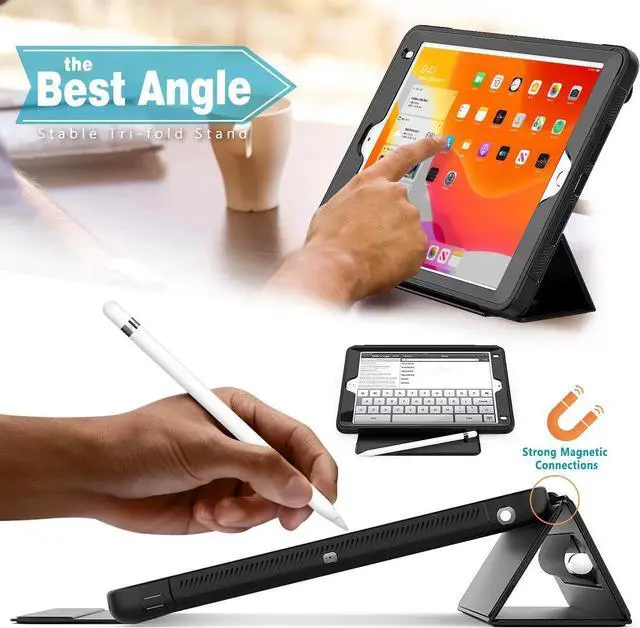 Alt view image 2 of 7 - New iPad 9.7 inch 2017 2018 Case iPad 5th 6th Generation Case Smart Magnetic Auto Sleep Wake Stand Cover Black