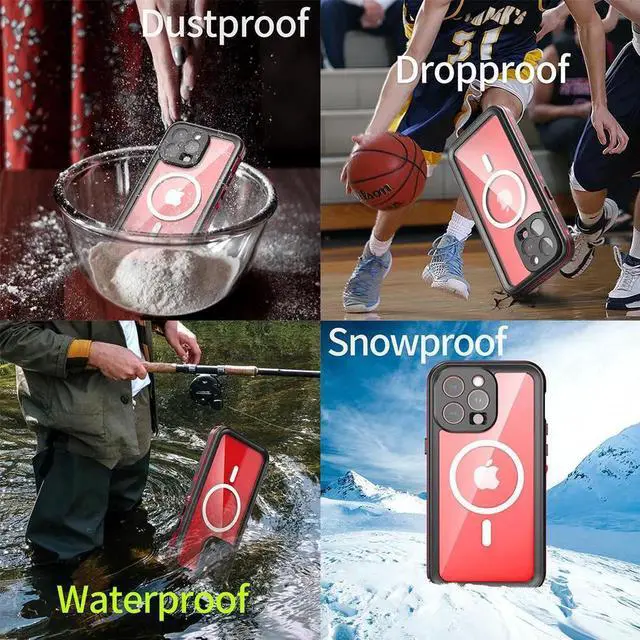 Alt view image 7 of 7 - for iPhone 15 Pro Max 6.7 inch Waterproof Case Magnetic, [Compatible with MagSafe][with Screen Protector][IP68 Underwater][Dustproof] Phone Cover for iPhone 15 Pro Max 6.7" Red
