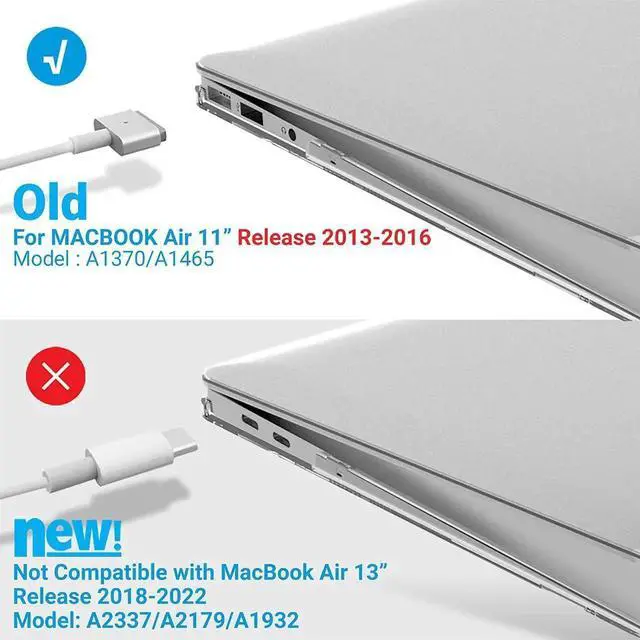 Alt view image 4 of 7 - Compatible with MacBook Air 11 Inch Case Model A1370 A1465, Soft Touch Plastic Hard Shell Cover with Keyboard Cover for Apple Mac Air 11" Matte Transparent