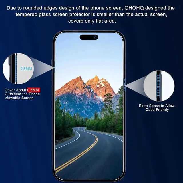 Alt view image 7 of 7 - [3+3 Pack] iPhone 15 Pro 6.1 Inch Screen Protector with Camera Lens Protector, 9H Shatterproof Tempered Glass Film with Easy Installation Frame, HD Clear Sensitive Full Coverage