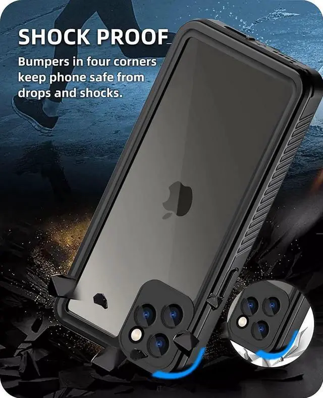 Alt view image 3 of 7 - iPhone 11 Pro Max Waterproof Case, 360 Full Body Protection Underwater Dirtproof Shockproof Clear Cover with Built-in Screen Protector for iPhone 11 Pro Max 6.5 inch