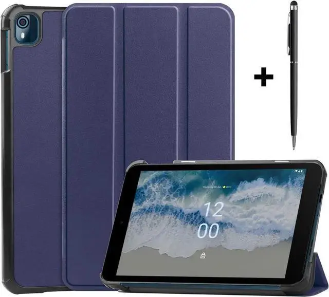 Main image of Nokia T10 Tablet Case 8.0 Inch 2022, Trifold Slim Smart Stand Cover Hard Shell for 8.0" Nokia Tablet T10 2022 Release with Universal Stylus Pen Blue