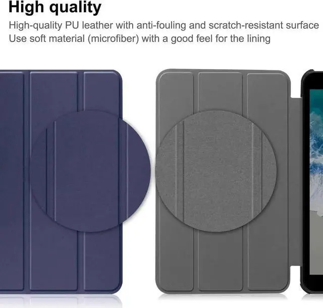 Alt view image 7 of 7 - Nokia T10 Tablet Case 8.0 Inch 2022, Trifold Slim Smart Stand Cover Hard Shell for 8.0" Nokia Tablet T10 2022 Release with Universal Stylus Pen Blue