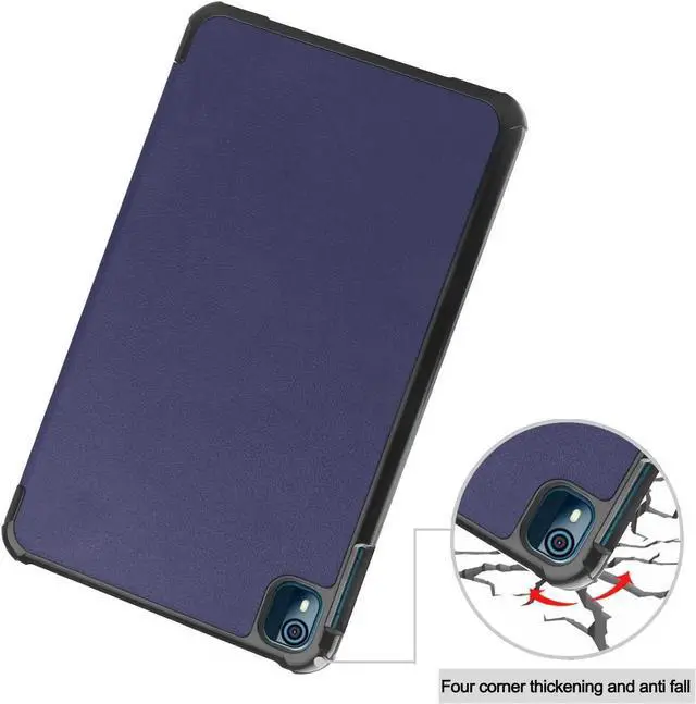 Alt view image 5 of 7 - Nokia T10 Tablet Case 8.0 Inch 2022, Trifold Slim Smart Stand Cover Hard Shell for 8.0" Nokia Tablet T10 2022 Release with Universal Stylus Pen Blue
