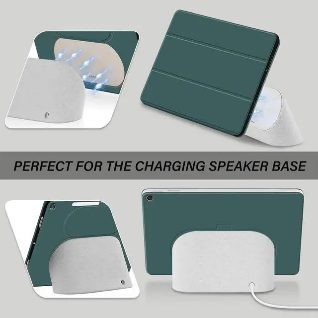 Alt view image 5 of 7 - for Google Pixel Tablet 2023 Case 11 inch Ultra Slim PU Leather TPU Back Shell Foldable Kickstand, Drop-Shockproof Case Cover Google Pixel Tablet Compatible with Charging Speaker Dark Green