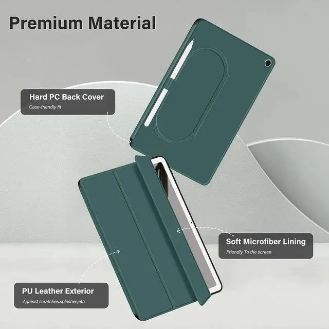 Alt view image 7 of 7 - for Google Pixel Tablet 2023 Case 11 inch Ultra Slim PU Leather TPU Back Shell Foldable Kickstand, Drop-Shockproof Case Cover Google Pixel Tablet Compatible with Charging Speaker Dark Green