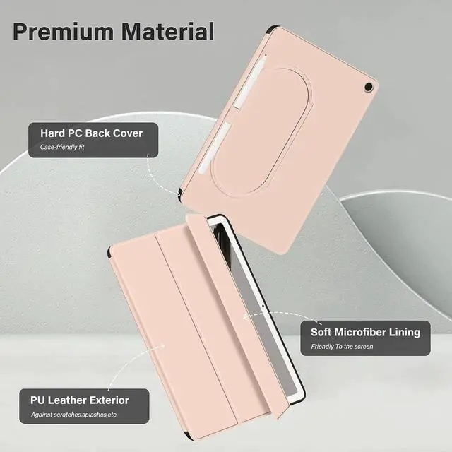 Alt view image 4 of 7 - for Google Pixel Tablet 2023 Case 11 inch Ultra Slim PU Leather TPU Back Shell Foldable Kickstand, Drop-Shockproof Case Cover Google Pixel Tablet Compatible with Charging Speaker Pink