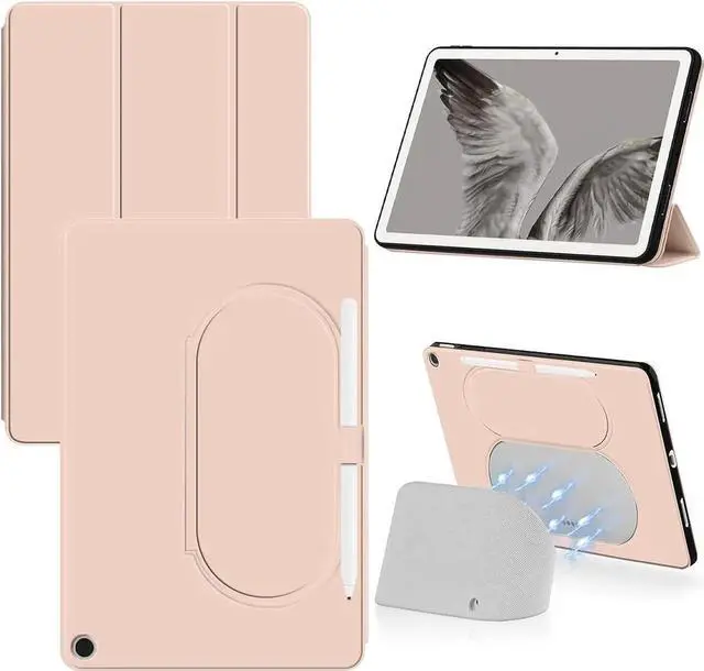 Alt view image 5 of 7 - for Google Pixel Tablet 2023 Case 11 inch Ultra Slim PU Leather TPU Back Shell Foldable Kickstand, Drop-Shockproof Case Cover Google Pixel Tablet Compatible with Charging Speaker Pink