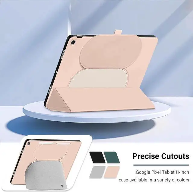 Alt view image 6 of 7 - for Google Pixel Tablet 2023 Case 11 inch Ultra Slim PU Leather TPU Back Shell Foldable Kickstand, Drop-Shockproof Case Cover Google Pixel Tablet Compatible with Charging Speaker Pink