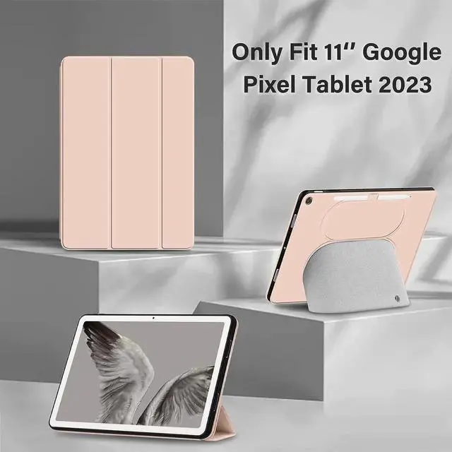 Main image of for Google Pixel Tablet 2023 Case 11 inch Ultra Slim PU Leather TPU Back Shell Foldable Kickstand, Drop-Shockproof Case Cover Google Pixel Tablet Compatible with Charging Speaker Pink
