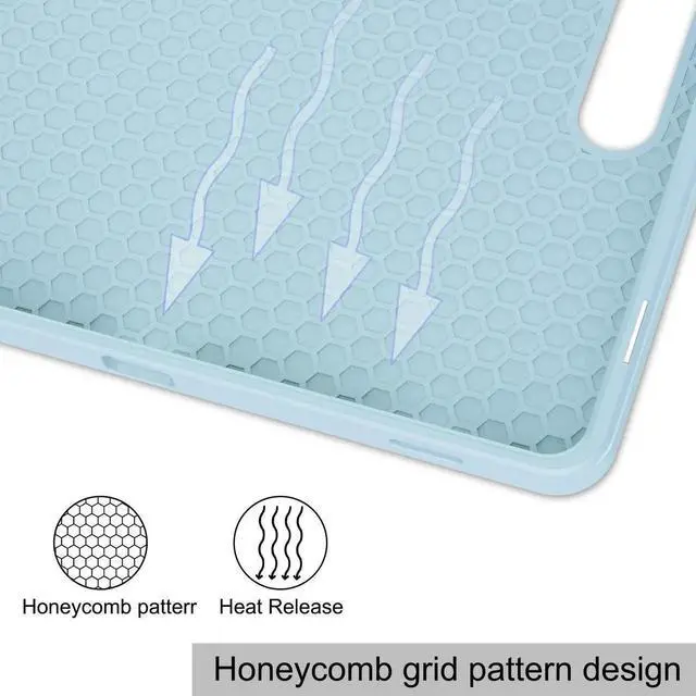 Alt view image 6 of 7 - Protective Case for Samsung Galaxy Tab S9 11 inch 2023, SM-X710 SM-X716B SM-X718U, Smart Stand Cover Hard Shell with Pencil Holder, Stylus Pen Sky Blue