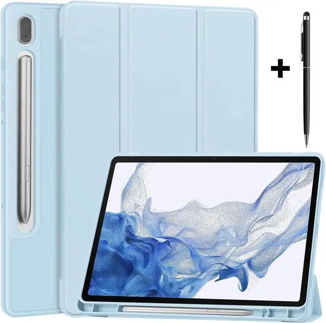 Main image of Protective Case for Samsung Galaxy Tab S9 11 inch 2023, SM-X710 SM-X716B SM-X718U, Smart Stand Cover Hard Shell with Pencil Holder, Stylus Pen Sky Blue