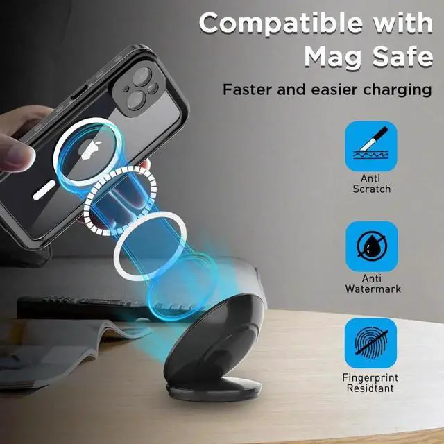 Alt view image 7 of 7 - Waterproof Case for iPhone 15 Plus 6.7 inch with MagSafe Snowproof, Dustproof and Shockproof, IP68 Certified Full Body Protection Fully Sealed Underwater Cover for iPhone 15 Plus 6.7"
