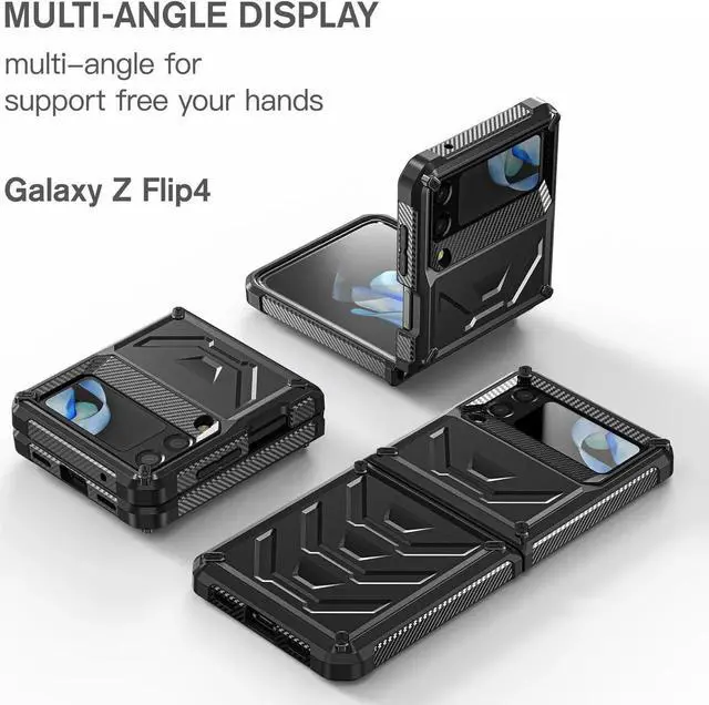 Alt view image 7 of 7 - For Samsung Galaxy Z Flip 4 5G 2022 Case with Slide Camera Cover, Military Grade Heavy Duty Protective Armor Phone Case Shockproof Cover