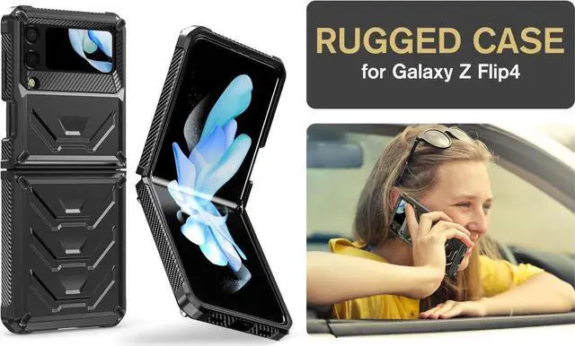 Alt view image 4 of 7 - For Samsung Galaxy Z Flip 4 5G 2022 Case with Slide Camera Cover, Military Grade Heavy Duty Protective Armor Phone Case Shockproof Cover