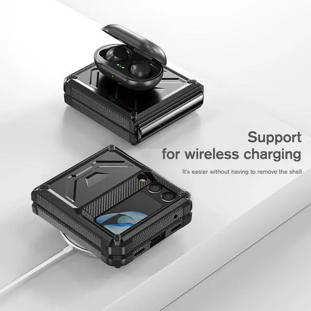 Alt view image 5 of 7 - For Samsung Galaxy Z Flip 4 5G 2022 Case with Slide Camera Cover, Military Grade Heavy Duty Protective Armor Phone Case Shockproof Cover