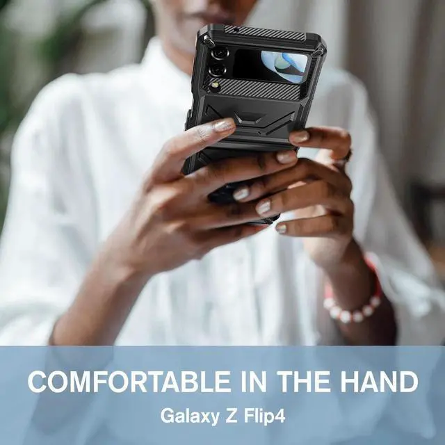 Alt view image 3 of 7 - For Samsung Galaxy Z Flip 4 5G 2022 Case with Slide Camera Cover, Military Grade Heavy Duty Protective Armor Phone Case Shockproof Cover